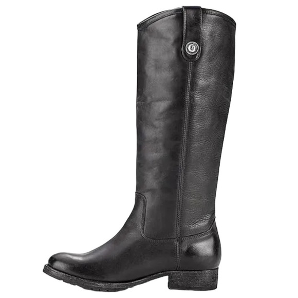 FRYE Melissa Button Lug Equestrian-Inspired Tall Boots in Black Women's‎ Size 6